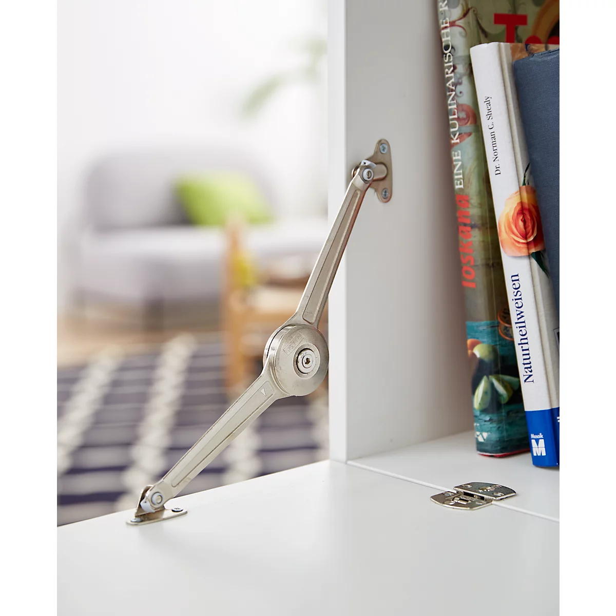 Secretaresse, ideaal voor thuiskantoor, uitklapbaar schrijfblad, 2 vakken achter vleugeldeuren, zwenkwielen, hout, B 900 x D 450 x H 1200 mm, wit/wit