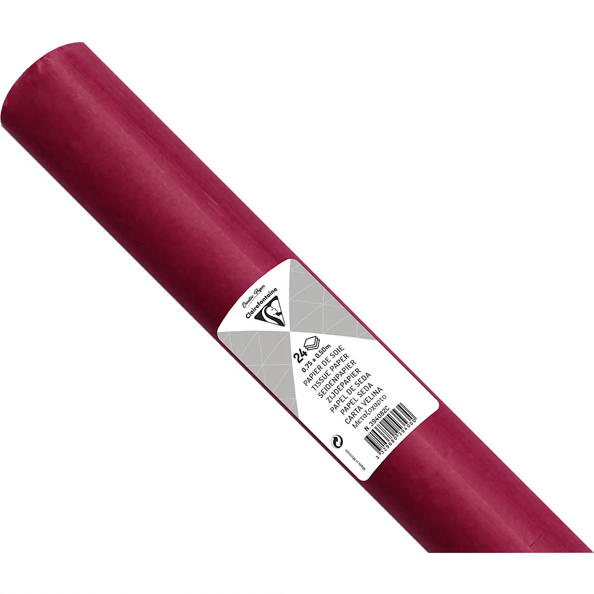 Seidenpapier Clairefontaine, 500 x 750 mm, wasserfest, gefalzt, 24 Bögen, bordeaux