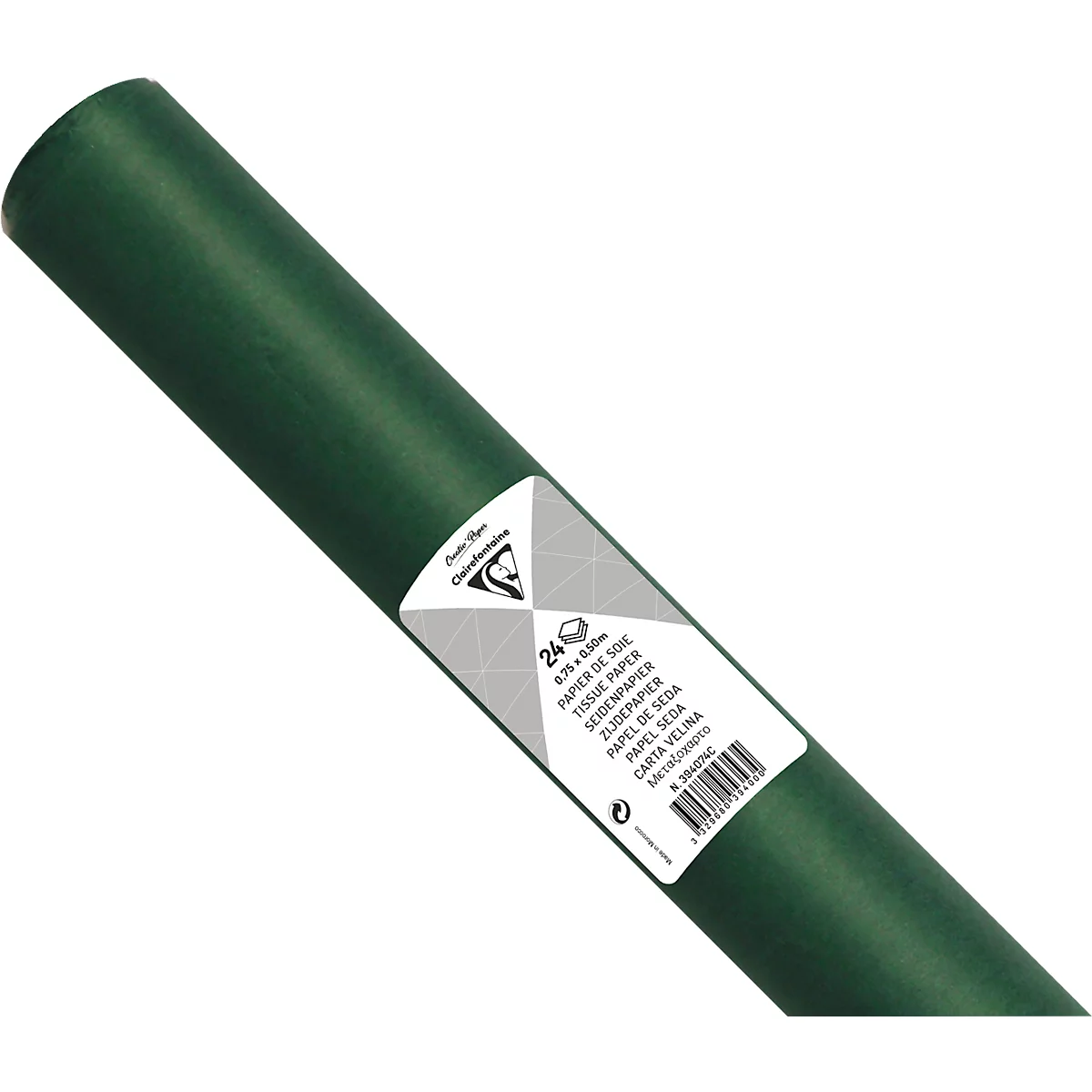 Seidenpapier Clairefontaine, 500 x 750 mm, wasserfest, gefalzt, 24 Bögen, flaschengrün