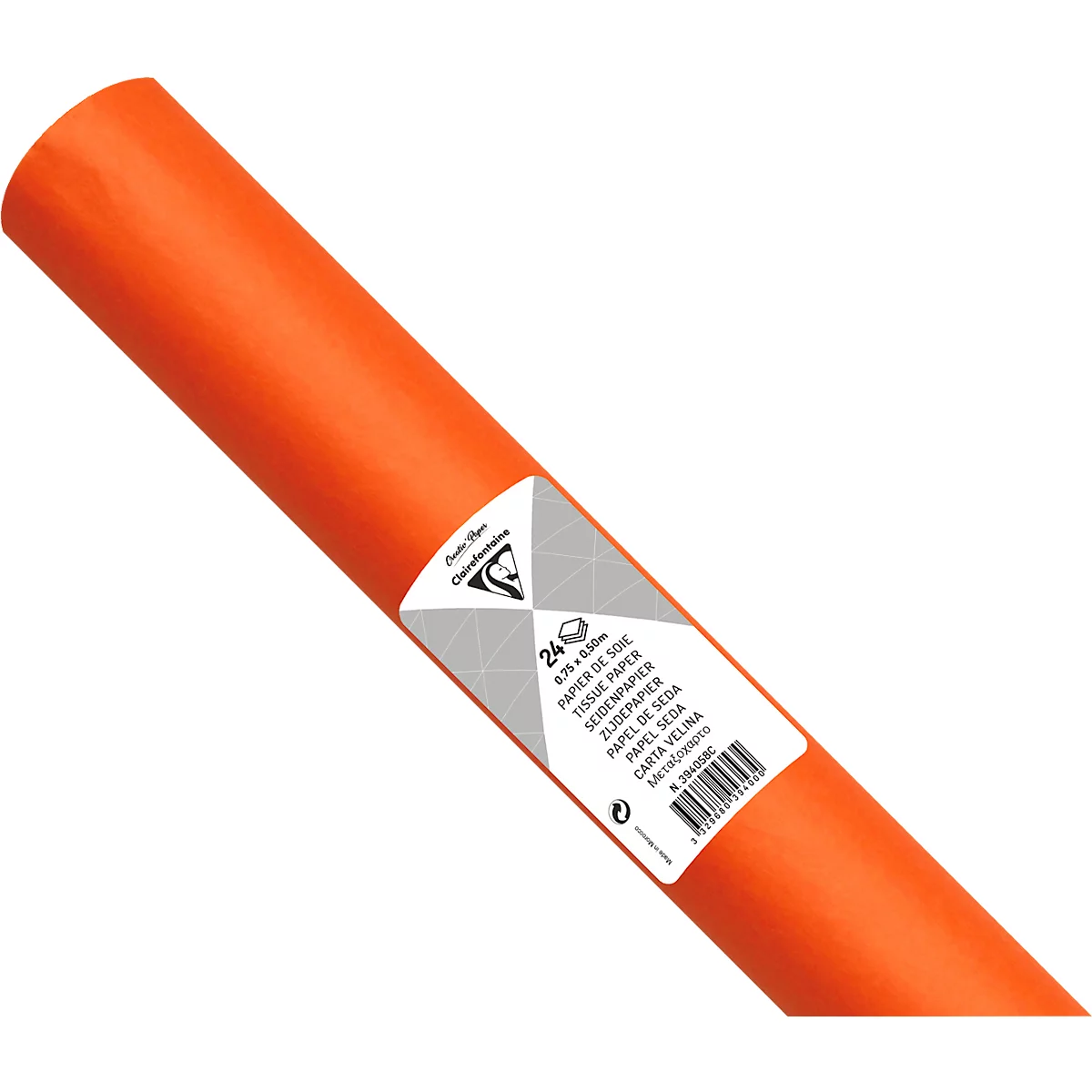 Seidenpapier Clairefontaine, 500 x 750 mm, wasserfest, gefalzt, 24 Bögen, orange