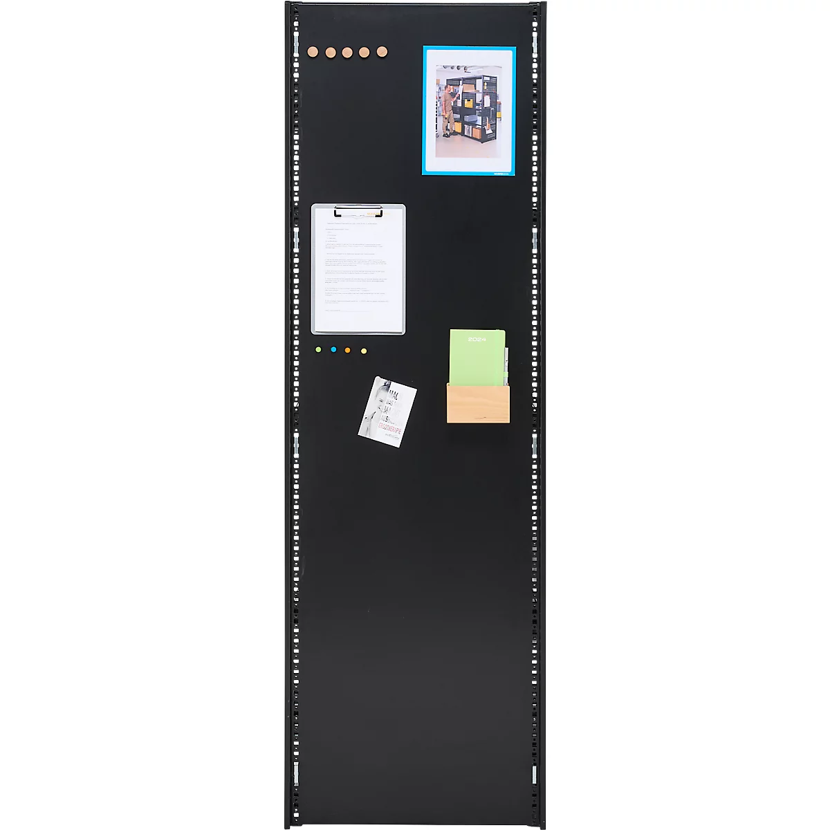 Seitenwand für Grundregal/Anbauregal ORDO Business, multifunktional, magnethaftend, B 500 x T 0,88 x H 2000 mm, Stahl-Vollblech, tiefschwarz matt RAL 9005