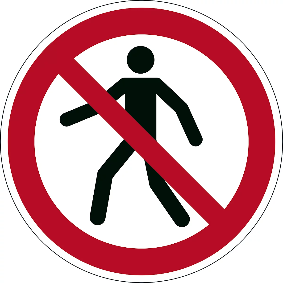 Señal duradera, redonda, para uso en interiores, motivo 'Prohibido el paso a peatones', EN ISO 7010, autoadhesiva, blanco-rojo, 1 unidad