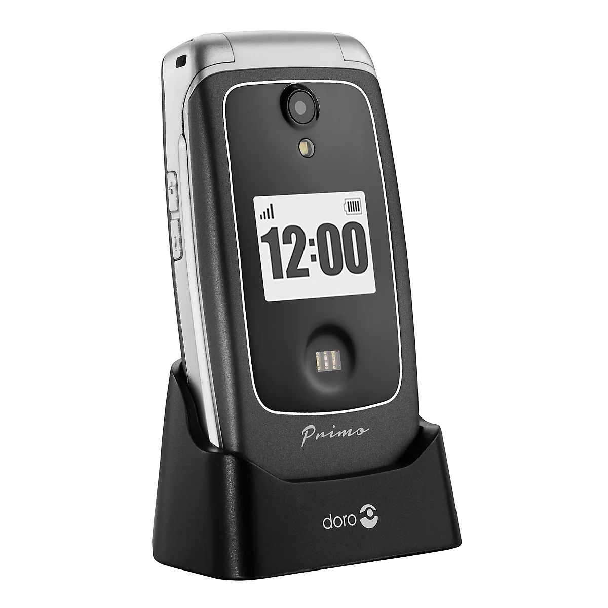 Senioren mobiele telefoon Primo™ 418 van Doro, SOS-toets, val sensor, binnen &amp; buiten locatie functie, cardio meting, camera, WiFi/GPS/Bluetooth, met oplaadstation