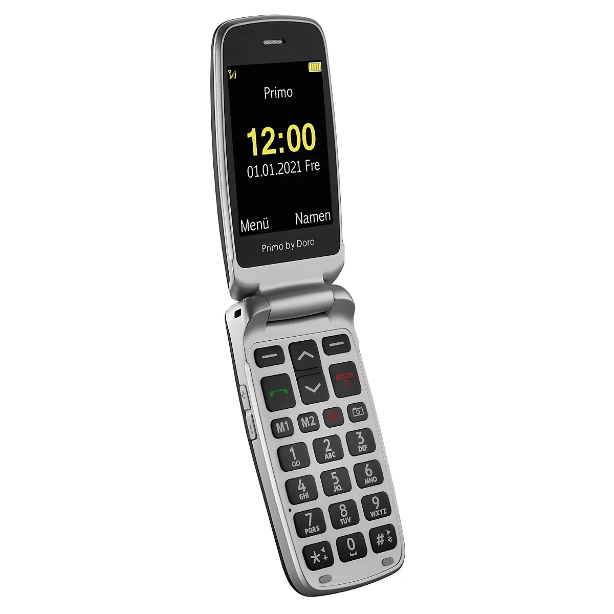 Senioren mobiele telefoon Primo™ 418 van Doro, SOS-toets, val sensor, binnen &amp; buiten locatie functie, cardio meting, camera, WiFi/GPS/Bluetooth, met oplaadstation