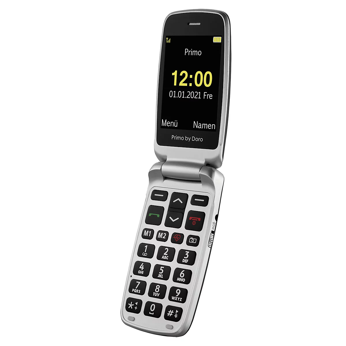 Senioren mobiele telefoon Primo™ 418 van Doro, SOS-toets, val sensor, binnen &amp; buiten locatie functie, cardio meting, camera, WiFi/GPS/Bluetooth, met oplaadstation