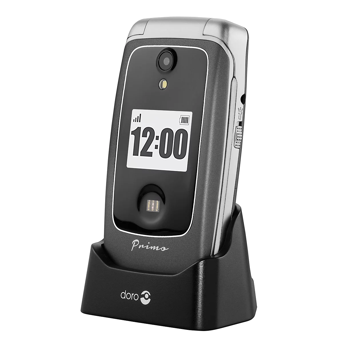 Senioren mobiele telefoon Primo™ 418 van Doro, SOS-toets, val sensor, binnen &amp; buiten locatie functie, cardio meting, camera, WiFi/GPS/Bluetooth, met oplaadstation