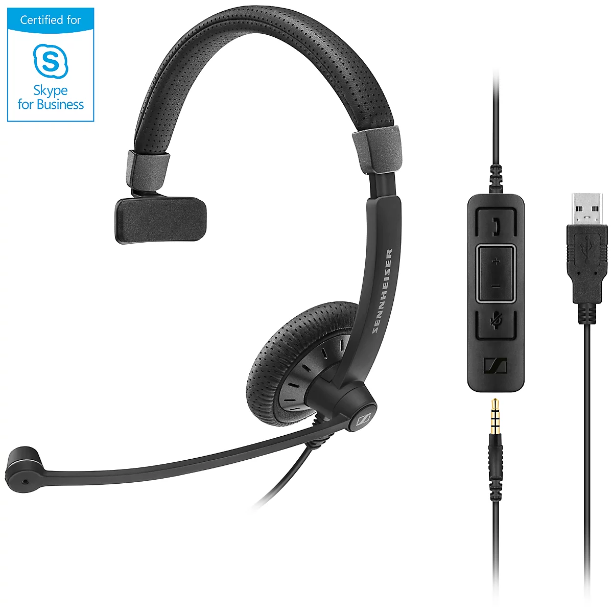 Sennheiser headset SC 45 USB MS, dubbele aansluitingen, kabelaansluiting, eenzijdig