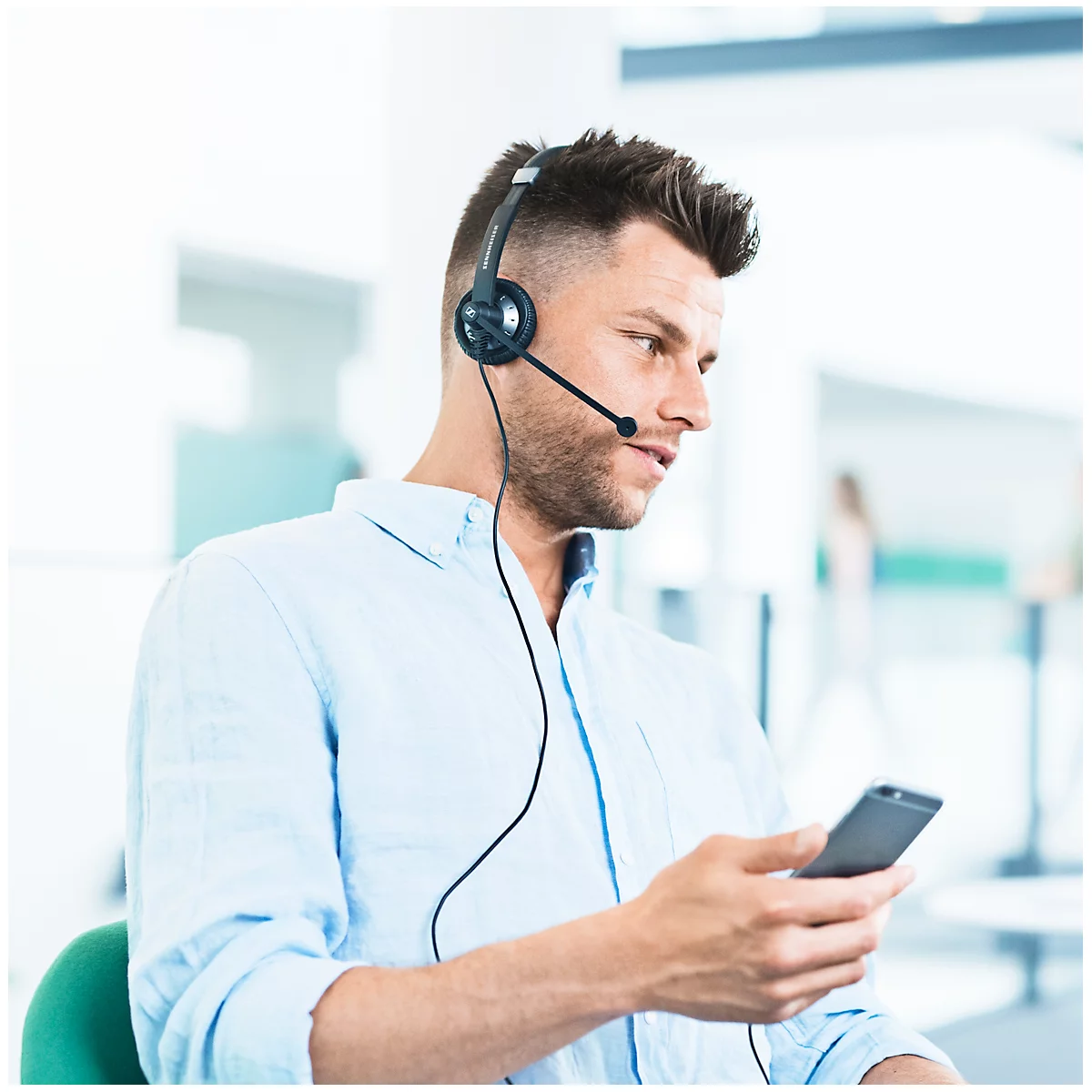 Sennheiser headset SC 45 USB MS, dubbele aansluitingen, kabelaansluiting, eenzijdig