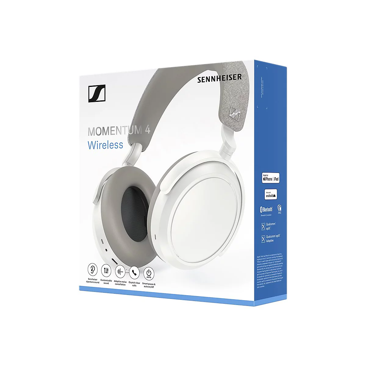 Sennheiser MOMENTUM 4 - Kopfhörer mit Mikrofon - ohrumschließend - Bluetooth - kabellos, kabelgebunden - aktive Rauschunterdrückung