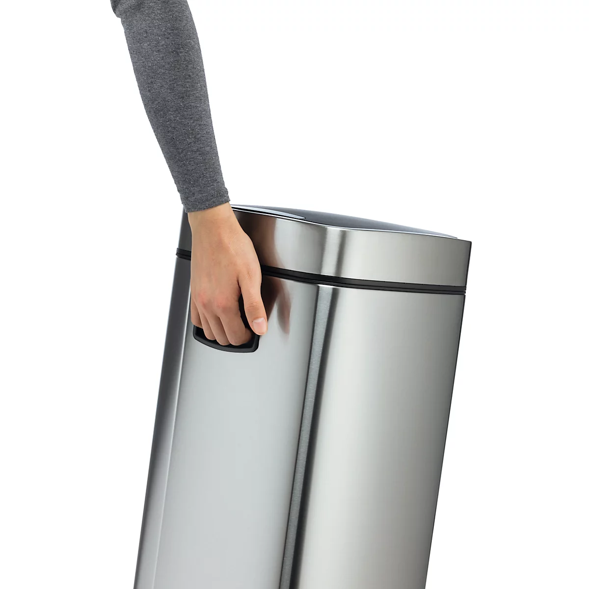 Sensor Poubelle Durable No Touch, 21 l, pour l'intérieur, ouverture/fermeture automatique &amp; manuelle, couvercle amovible, seau intérieur, inox, argent