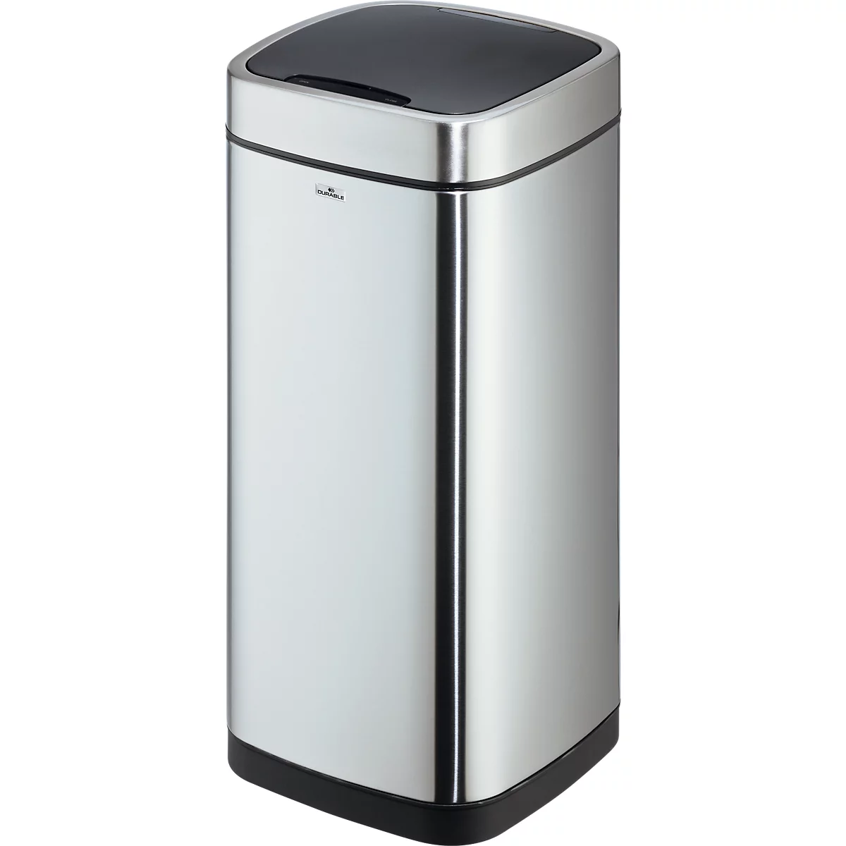 Sensor poubelle Durable No Touch, 35 l, pour l'intérieur, ouverture/fermeture automatique &amp; manuelle, couvercle amovible, seau intérieur, acier inoxydable, argent