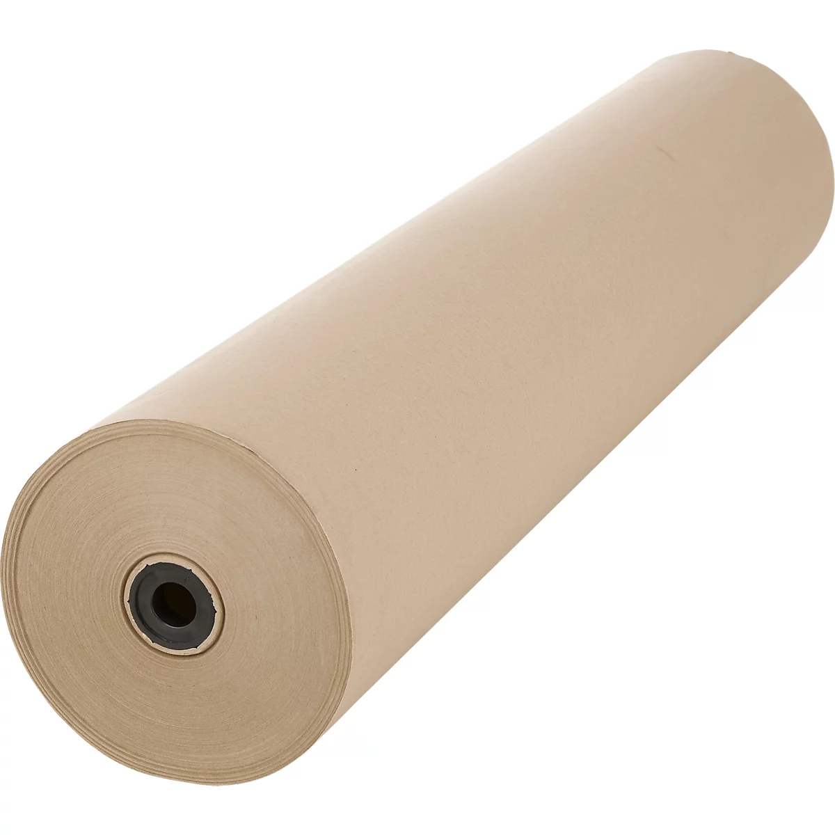 Eine große Rolle braunes Packpapier vor einem neutralen Hintergrund.