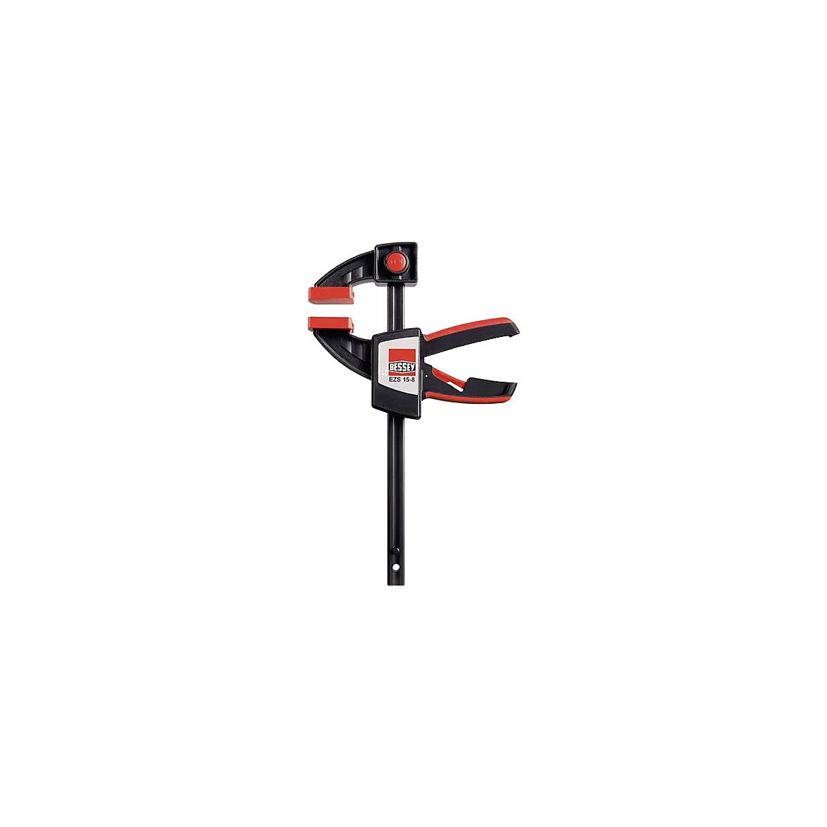 Serre-joint noir avec surface de prise rouge et noire. Impression 'BESSEY EZS 15-8'.
