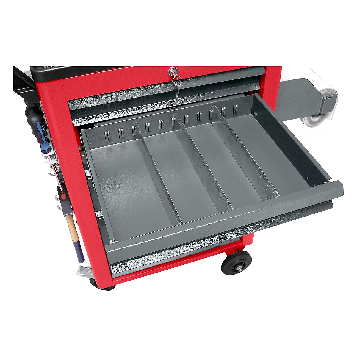 Servante d'atelier BASIC - avec jeu de 115 outils inclus - rouge