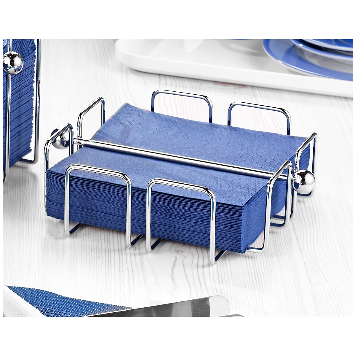 Servethouder WIRE, voor ca. 50 servetten, afmeting 330 x 330 mm, L 190 x B 190 x B 190 x H 65 mm, verchroomd roestvrij staal.