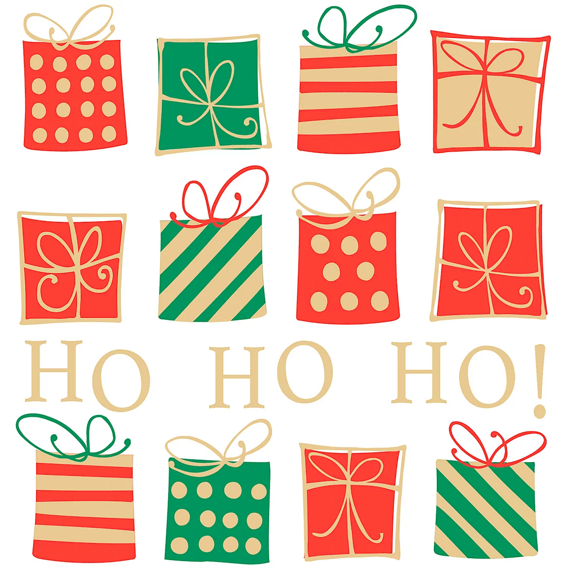 Servetten Papstar Christmas Gifts, 3-laags, 1/4 vouw, absorberend, scheurvast, B 330 x H 330 mm, gerecycled papier, veelkleurig, 20 stuks