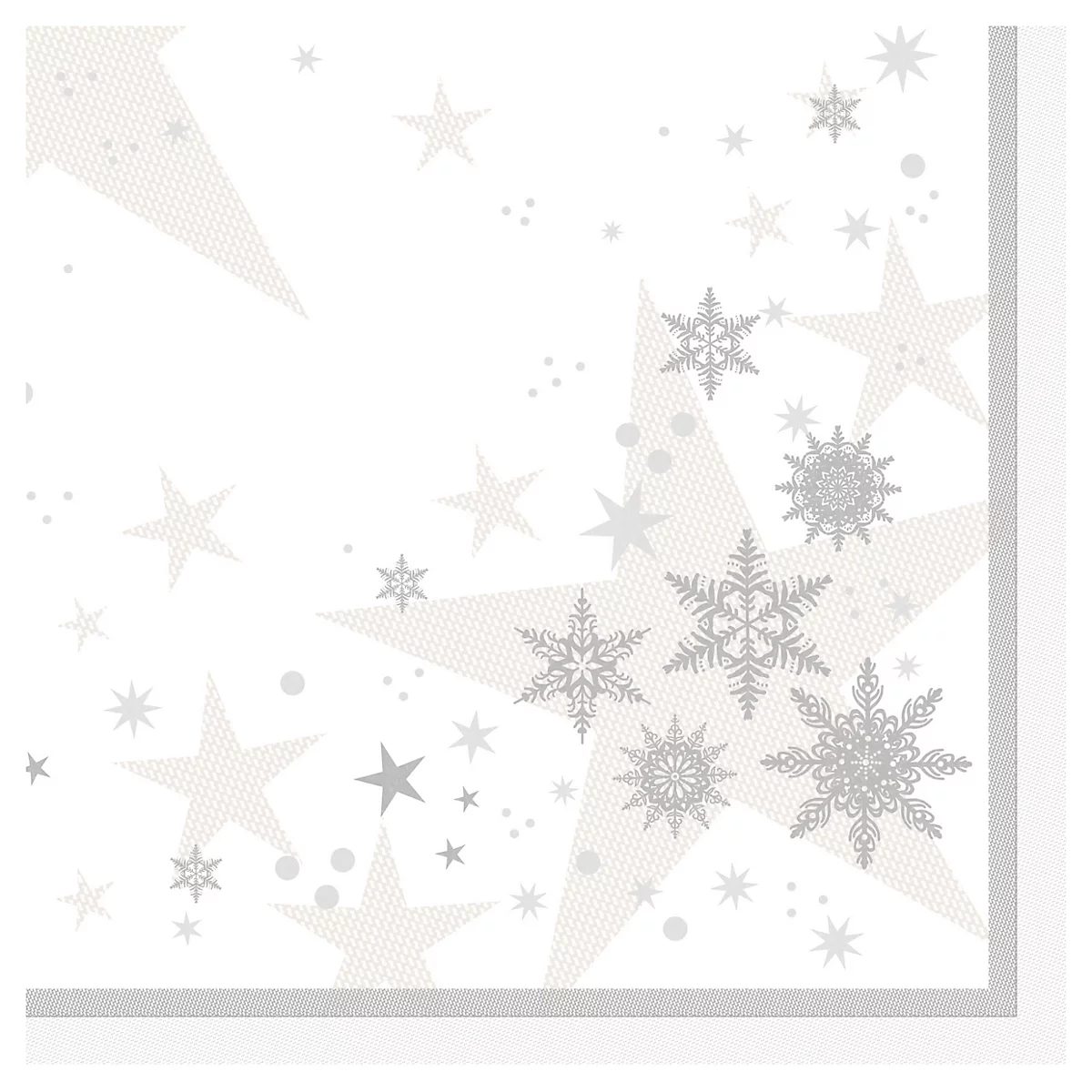 Servetten Papstar ROYAL Collection Stars &amp; Snowflakes, stoffen look, 1/4 vouw, B 400 x H 400 mm, FSC® papier, wit, 20 stuks