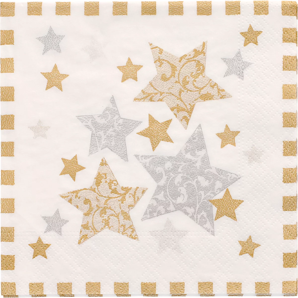 Servetten Popstar Stardust , 3-laags met ¼-vouw, 330 x 330 mm, 100 st.