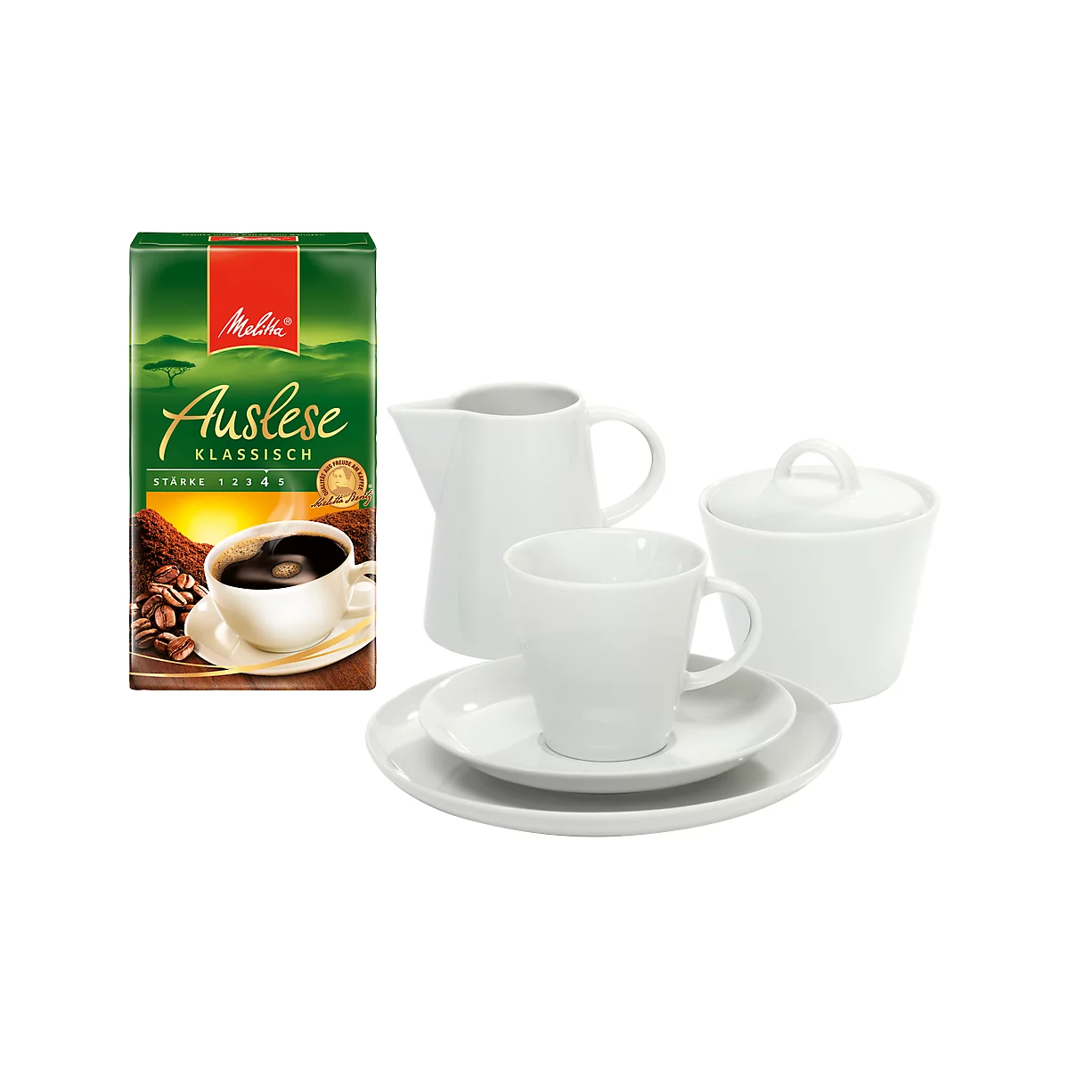 Service à café avec vaisselle Solea, 20 p. et 500 g sélection classique Melitta gratuit