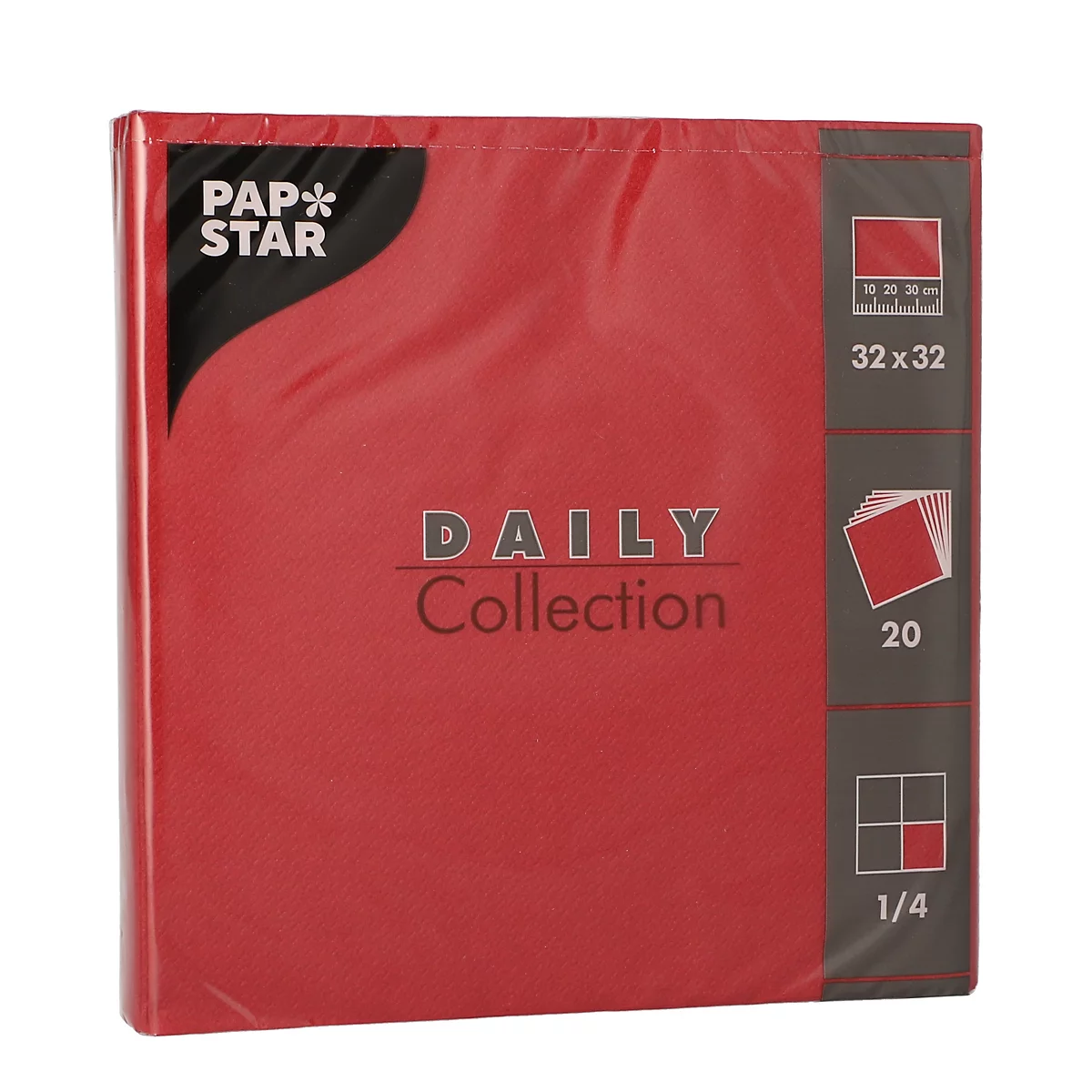 Servietten Papstar "Daily Collection", mit ¼-Falz, 320 x 320 mm, 20 Stück, bordeaux