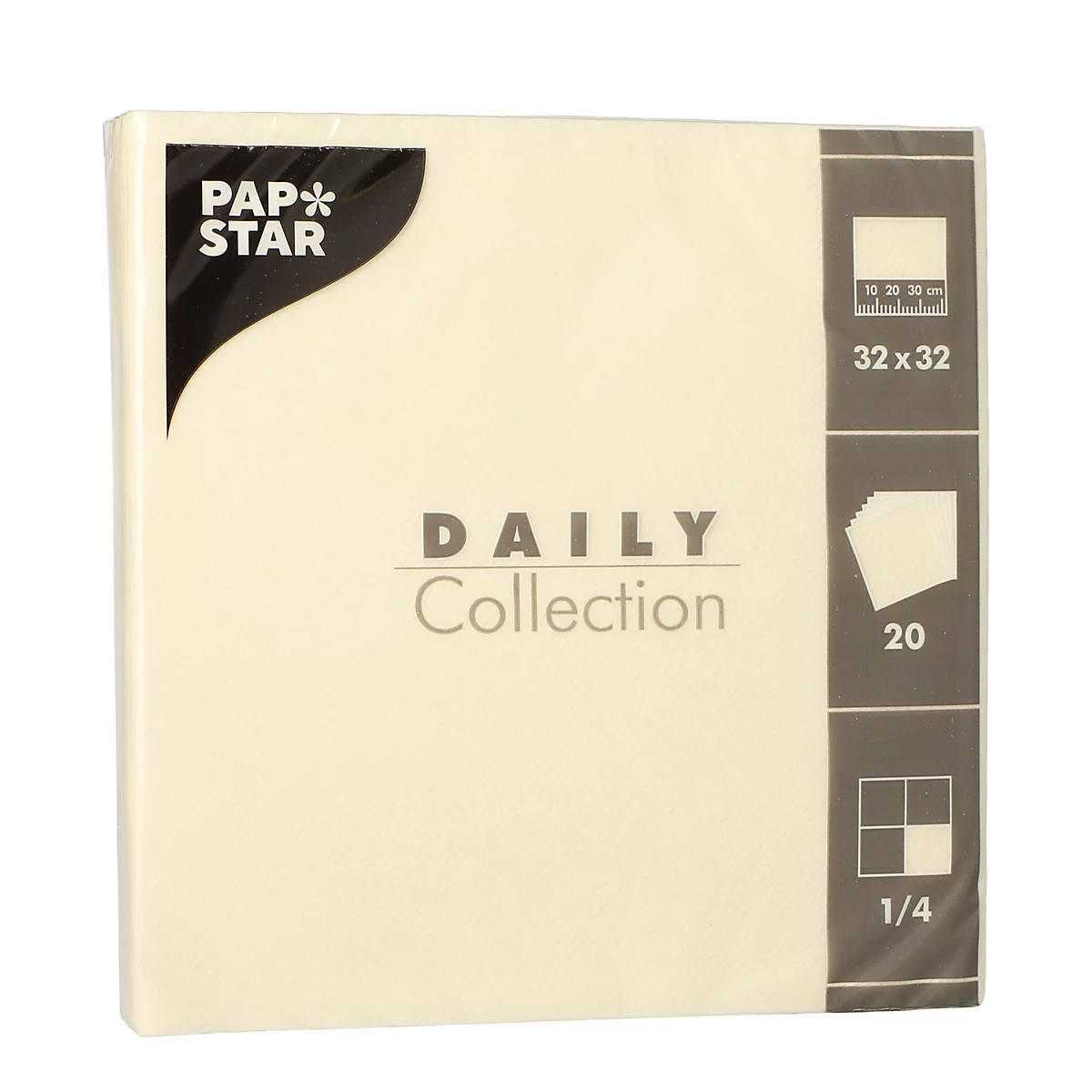 Servietten Papstar "Daily Collection", mit ¼-Falz, 320 x 320 mm, 20 Stück, champagner