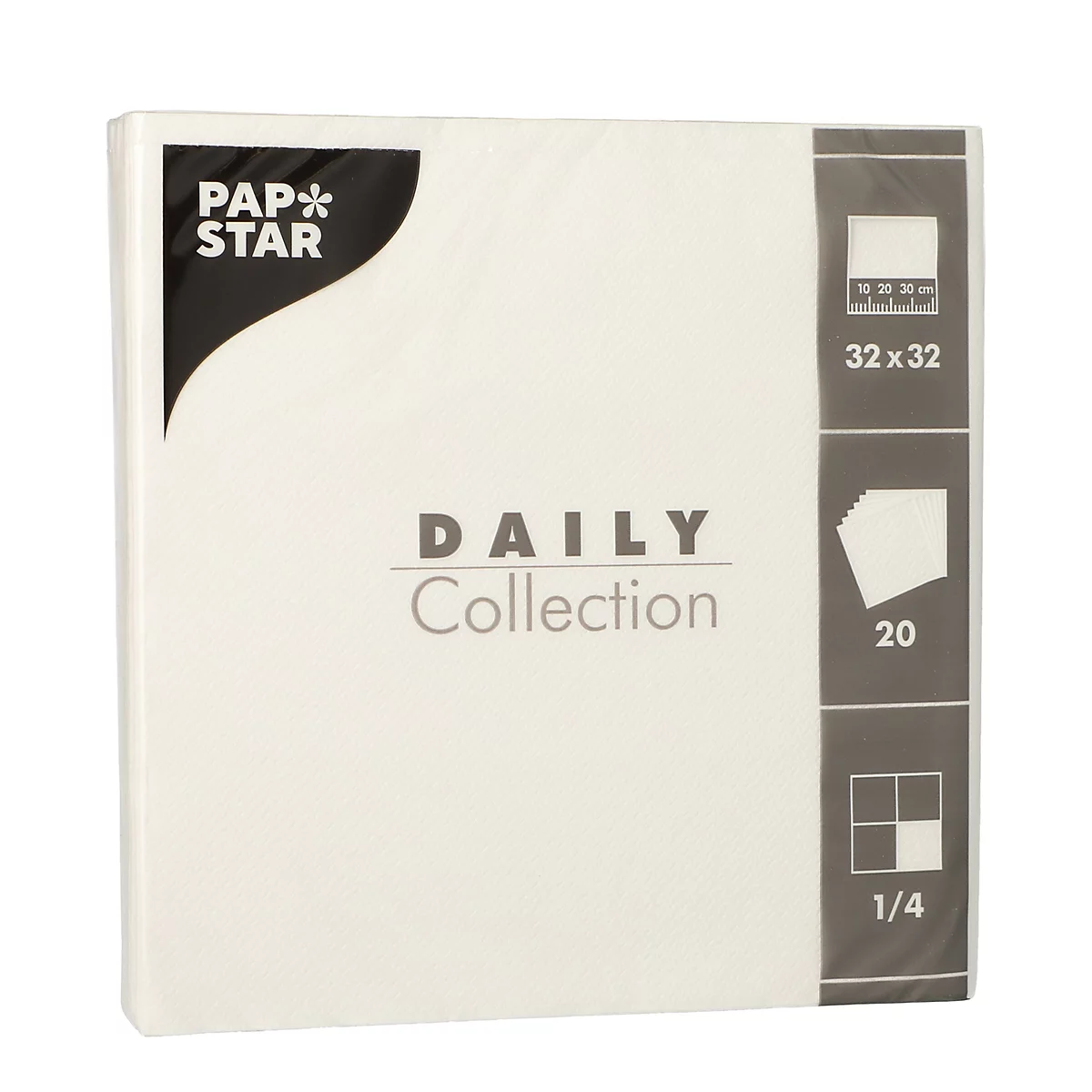 Servietten Papstar 'Daily Collection', mit ¼-Falz, 320 x 320 mm, 20 Stück, weiß