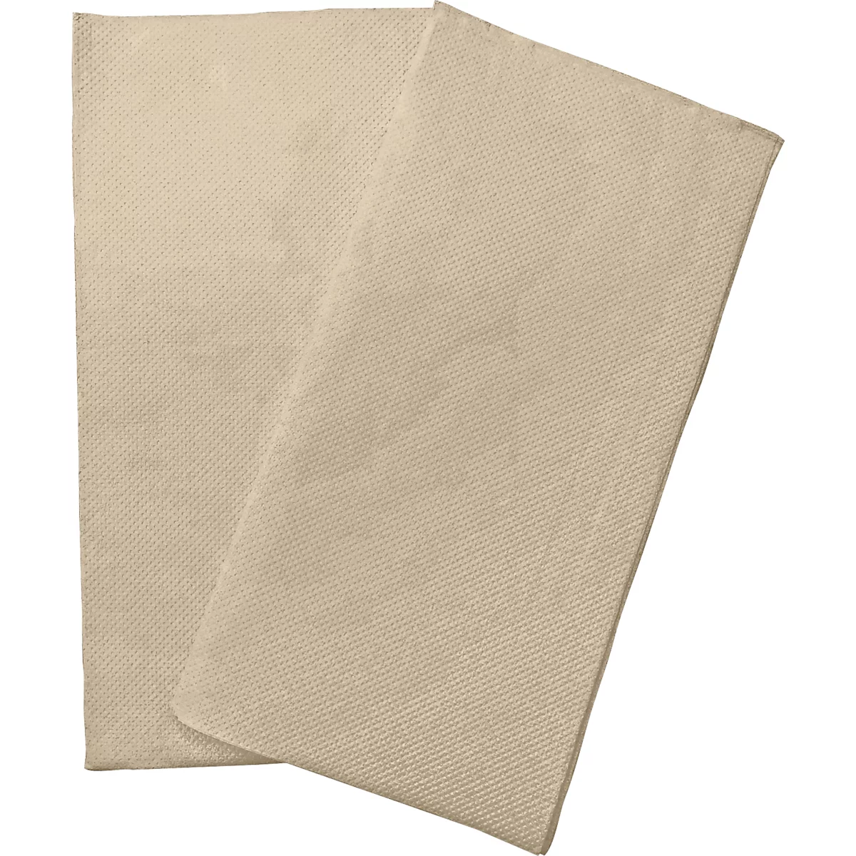Deux serviettes en papier beiges pliées se chevauchent.