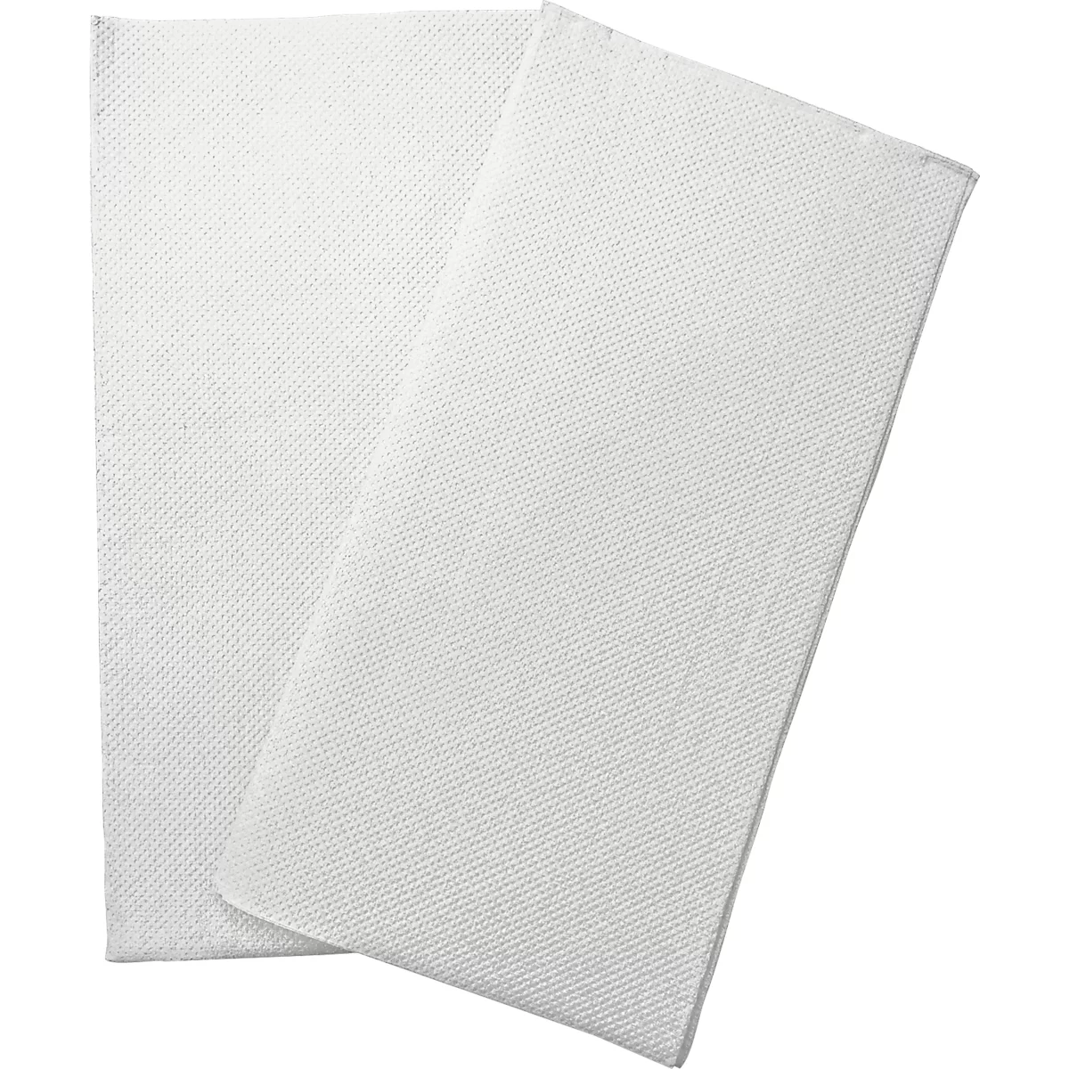 Deux serviettes en tissu blanches sont légèrement superposées.