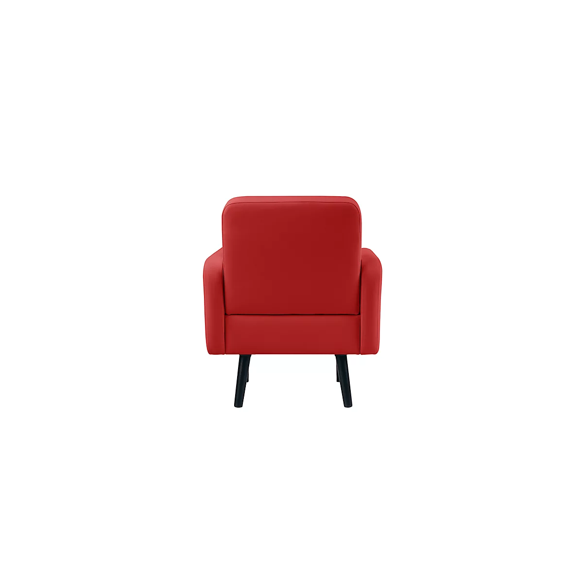 Sessel meet® by Paperflow LISBOA, desinfektionsmittelbeständiger Kunstlederbezug rot, Fußgestell schwarz, B 710 x T 815 x H 830 mm
