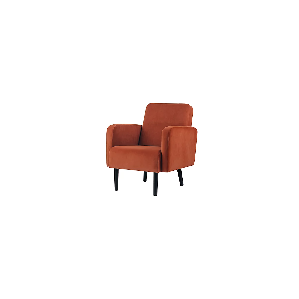 Sessel meet® by Paperflow LISBOA, Samtbezug rostfarben, Fußgestell schwarz, B 710 x T 815 x H 830 mm