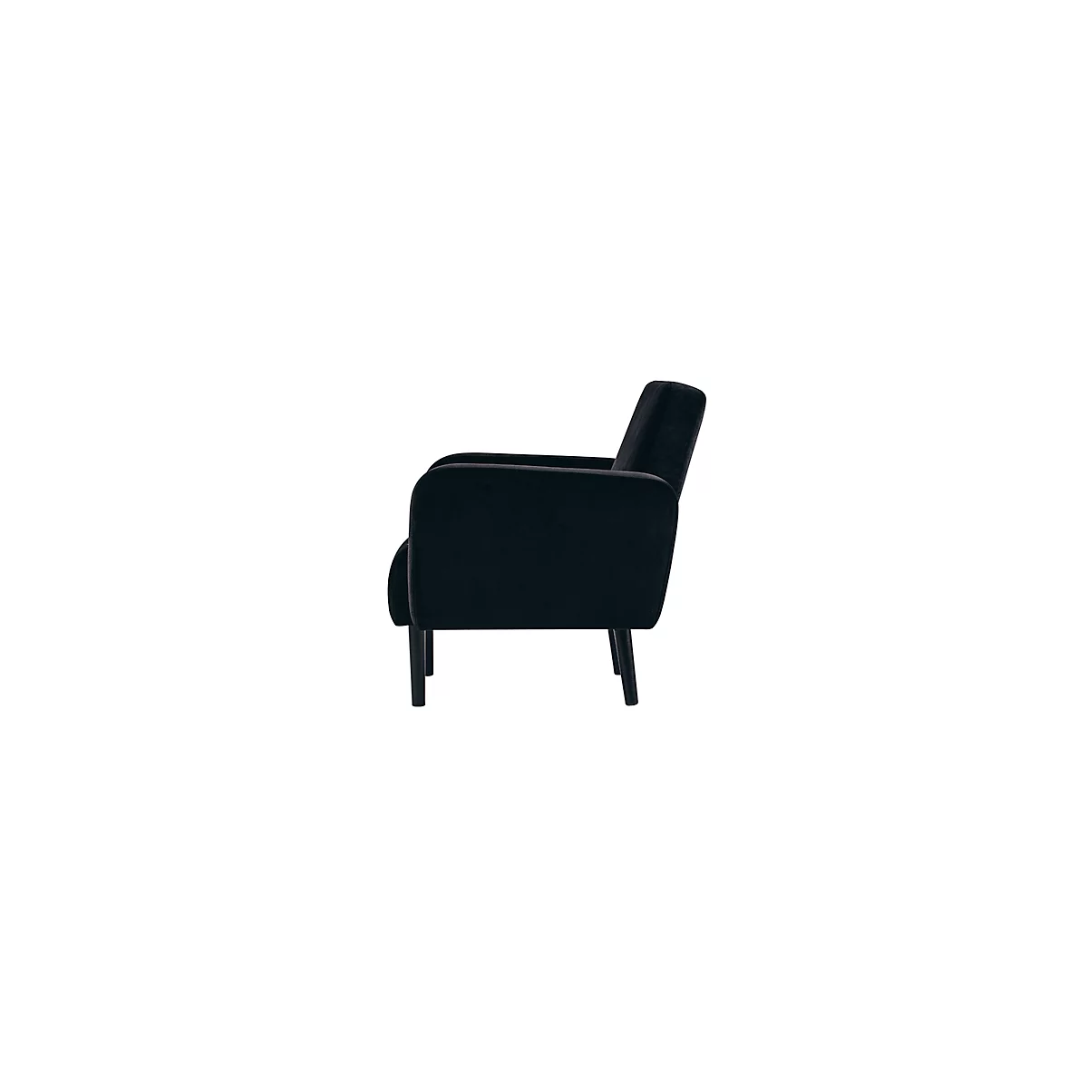 Sessel meet® by Paperflow LISBOA, Samtbezug schwarz, Fußgestell schwarz, B 710 x T 815 x H 830 mm