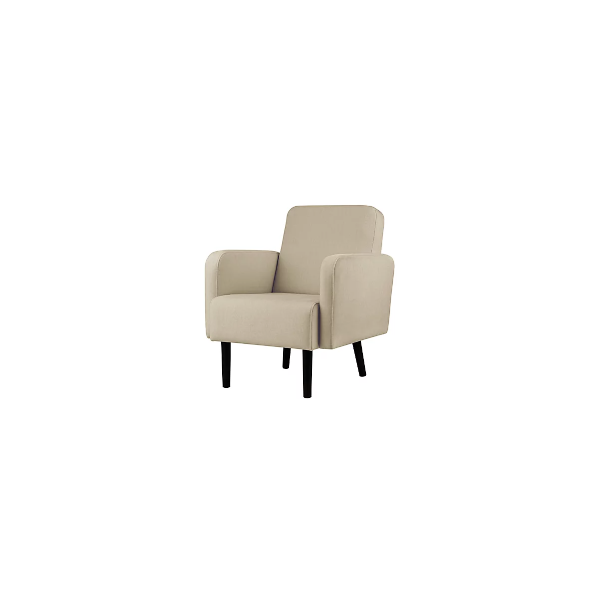 Sessel meet® by Paperflow LISBOA, Stoffbezug elfenbeinfarben, Fußgestell schwarz, B 710 x T 815 x H 830 mm