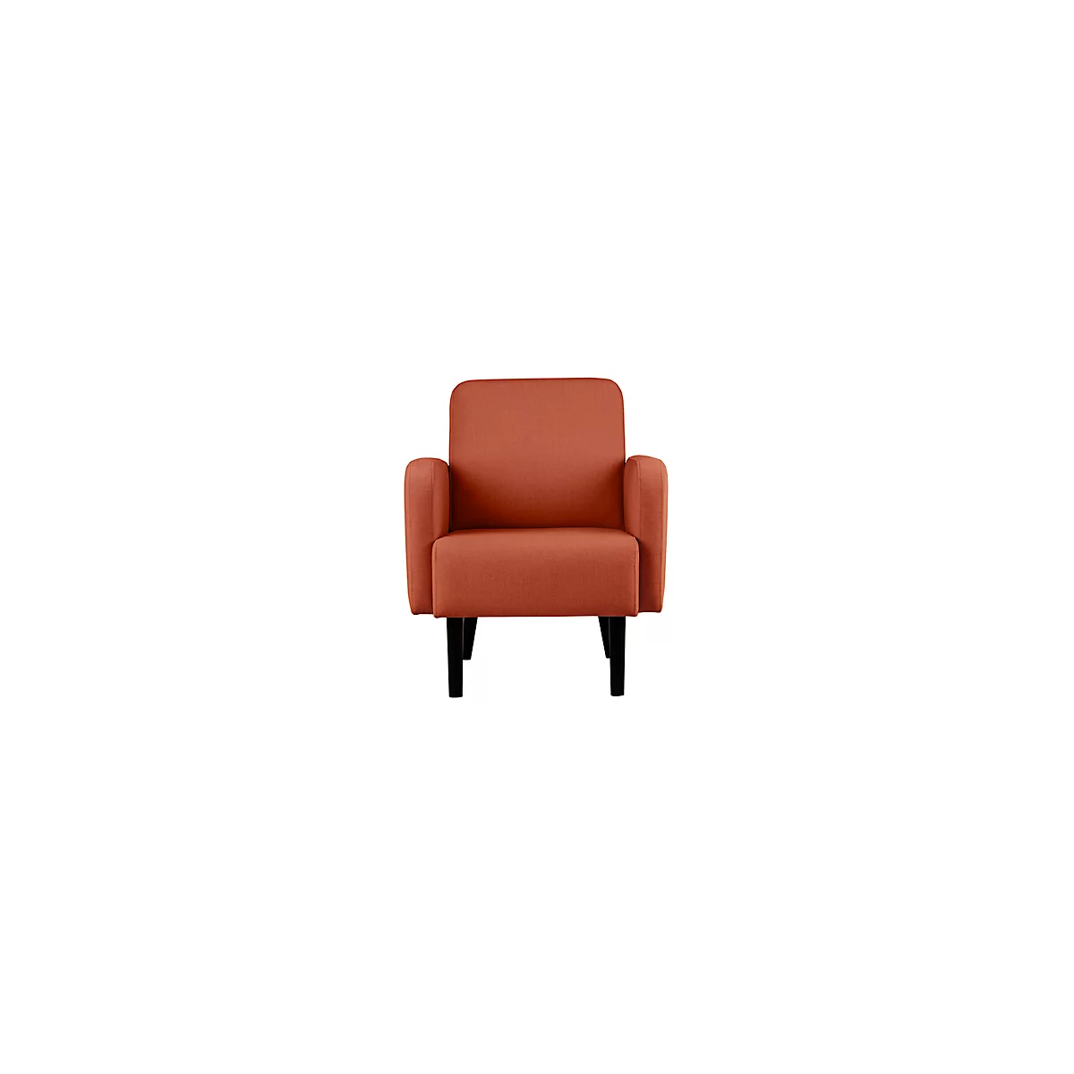 Sessel meet® by Paperflow LISBOA, Stoffbezug rostfarben, Fußgestell schwarz, B 710 x T 815 x H 830 mm