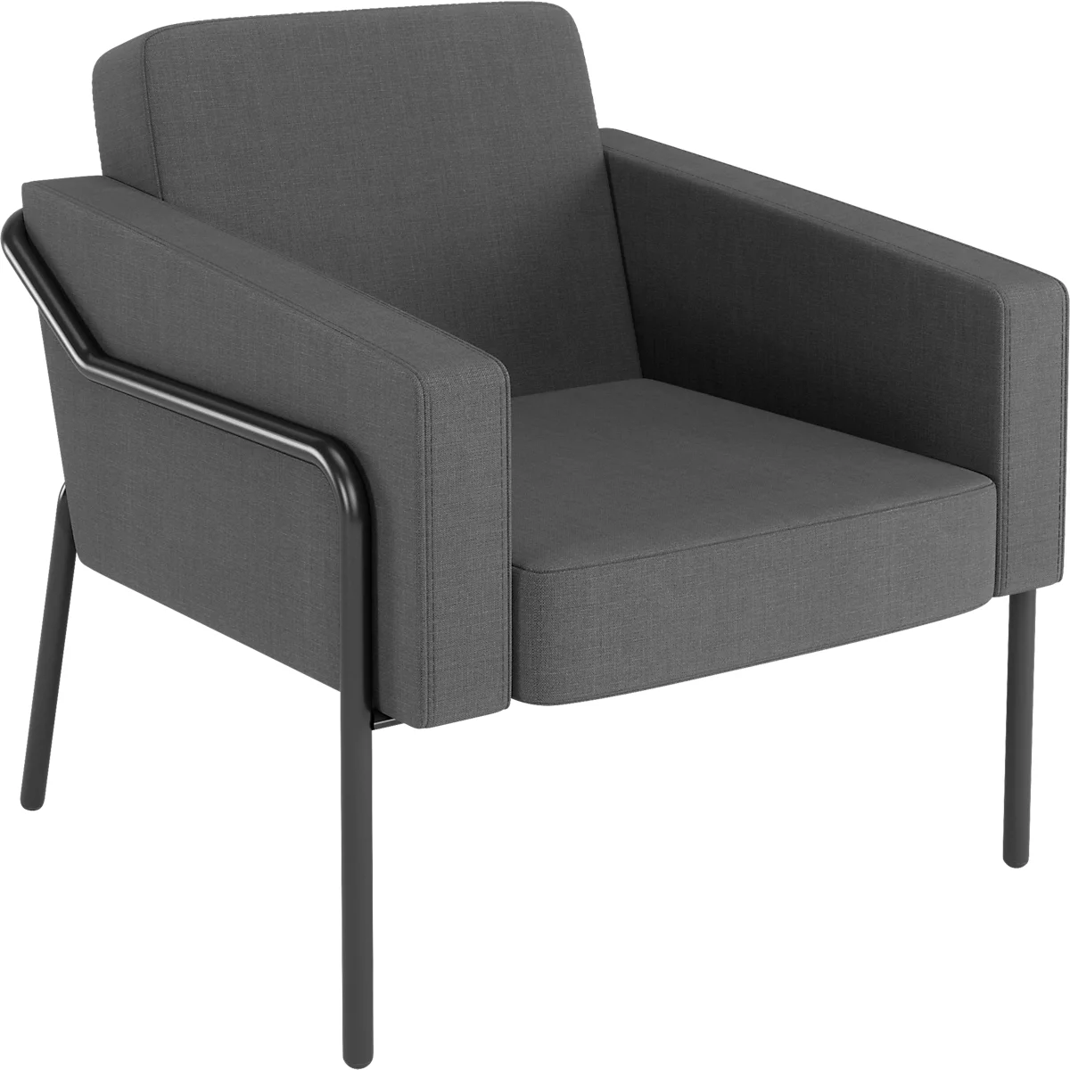Sessel meet® by Paperflow MEDSO Klassik L, gepolstert, Sitzfläche austauschbar, B 750 x T 743 x H 736 mm, Stoff und Stahl, anthrazit/mattschwarz