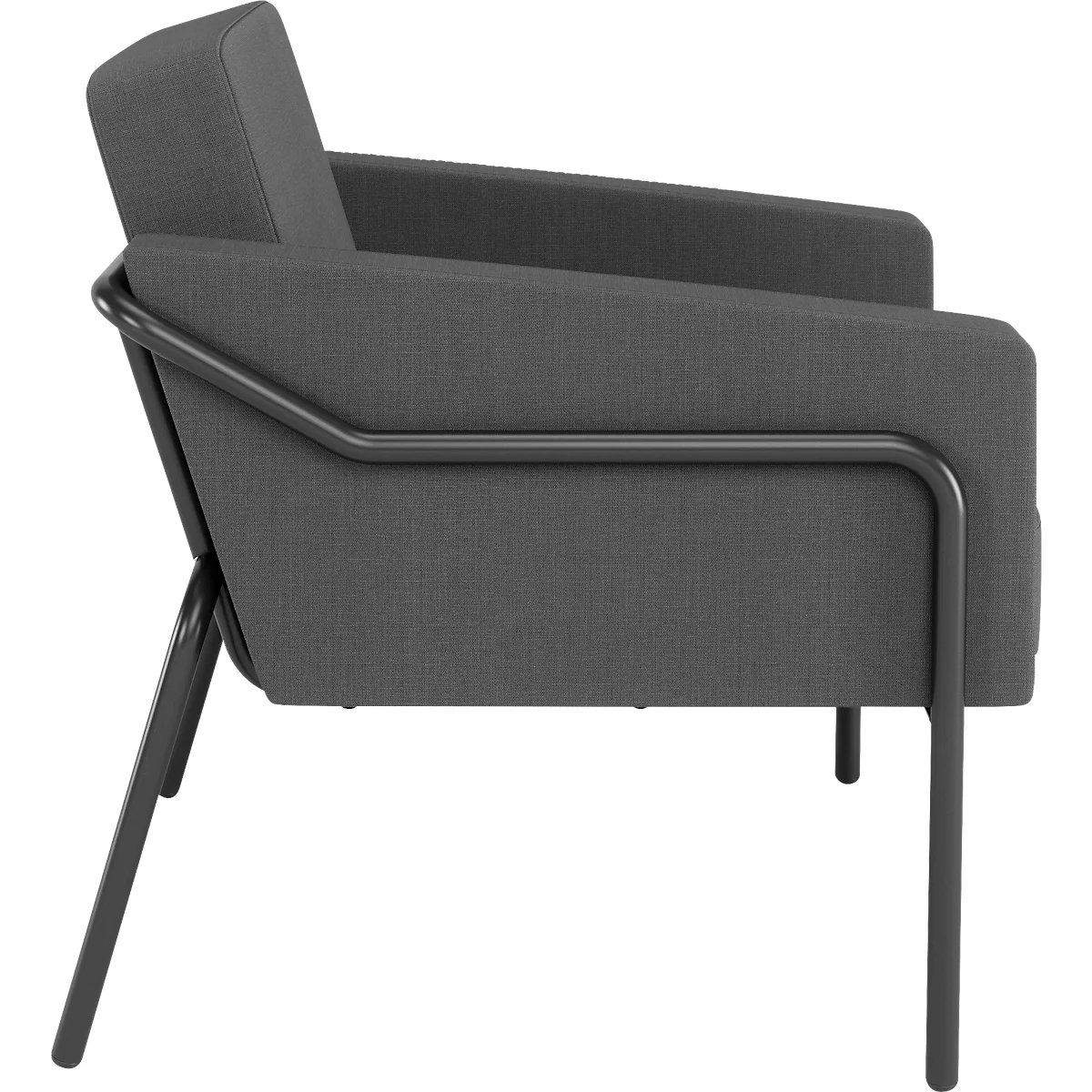 Sessel meet® by Paperflow MEDSO Klassik L, gepolstert, Sitzfläche austauschbar, B 750 x T 743 x H 736 mm, Stoff und Stahl, anthrazit/mattschwarz