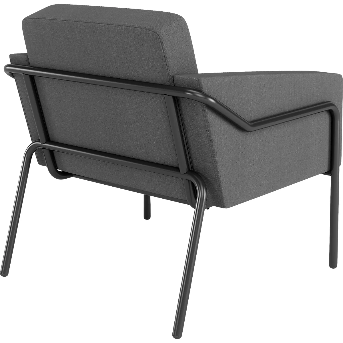 Sessel meet® by Paperflow MEDSO Klassik L, gepolstert, Sitzfläche austauschbar, B 750 x T 743 x H 736 mm, Stoff und Stahl, anthrazit/mattschwarz