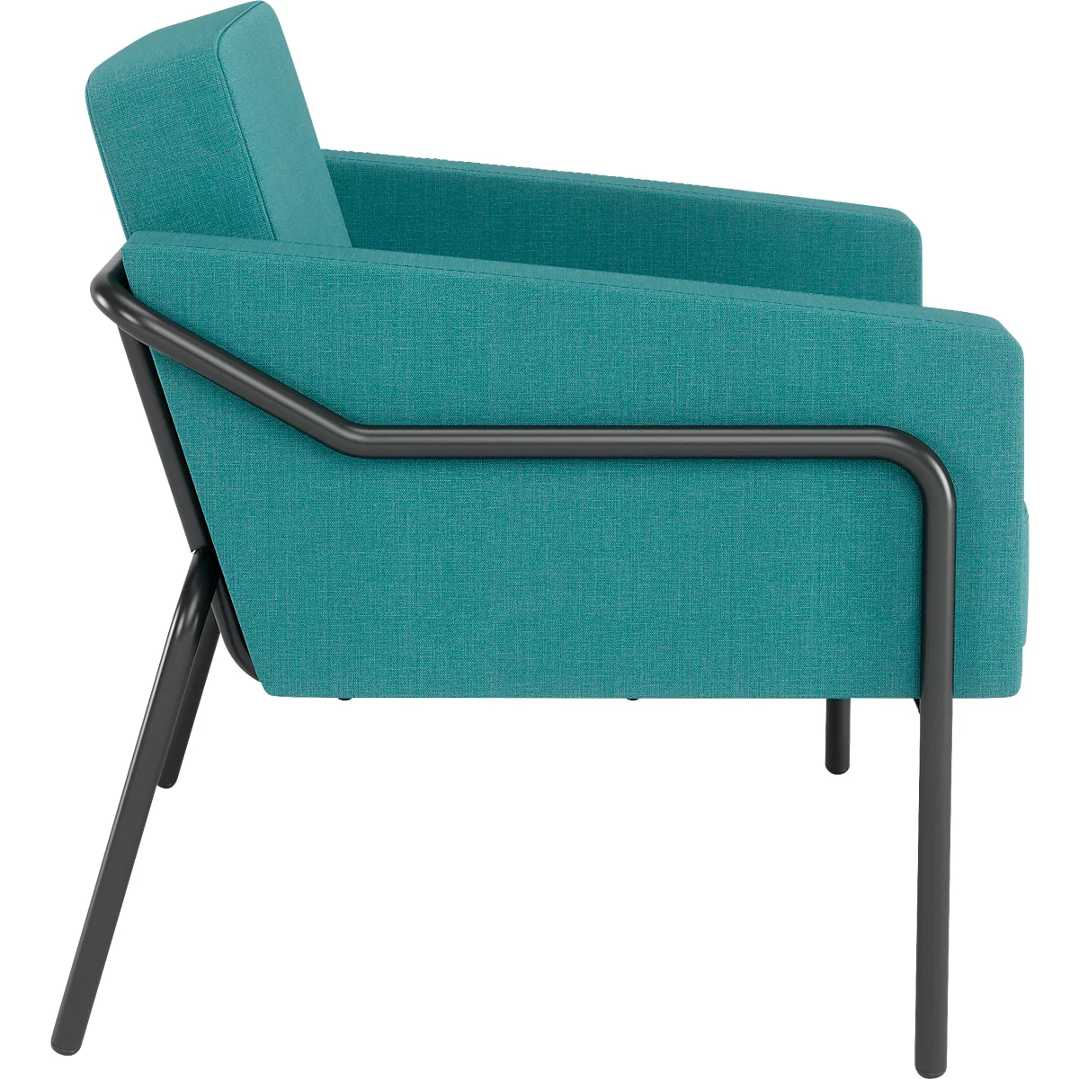 Sessel meet® by Paperflow MEDSO Klassik L, gepolstert, Sitzfläche austauschbar, B 750 x T 743 x H 736 mm, Stoff und Stahl, blau/mattschwarz