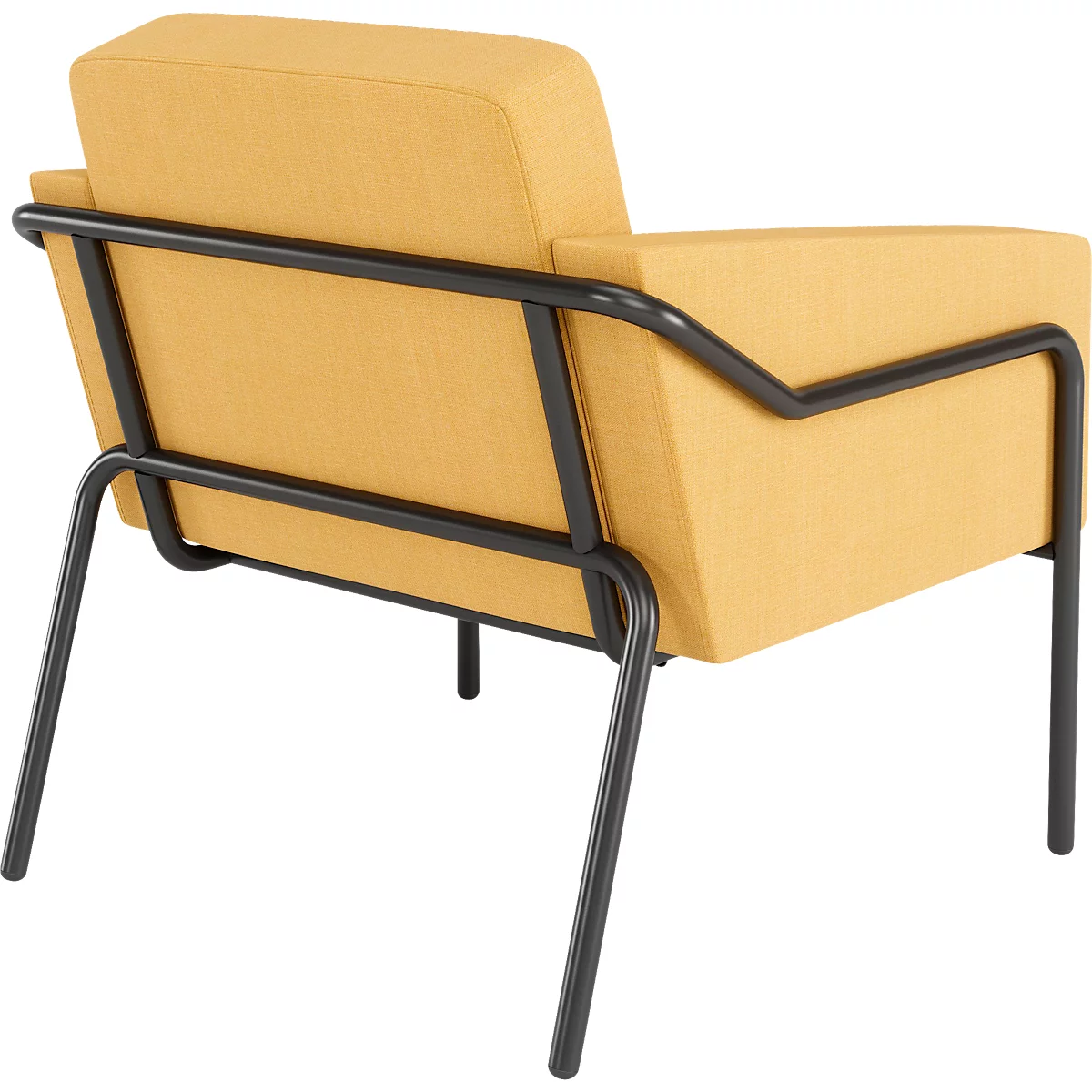 Sessel meet® by Paperflow MEDSO Klassik L, gepolstert, Sitzfläche austauschbar, B 750 x T 743 x H 736 mm, Stoff und Stahl, gelb/mattschwarz