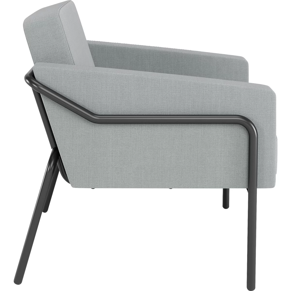 Sessel meet® by Paperflow MEDSO Klassik L, gepolstert, Sitzfläche austauschbar, B 750 x T 743 x H 736 mm, Stoff und Stahl, grau/mattschwarz