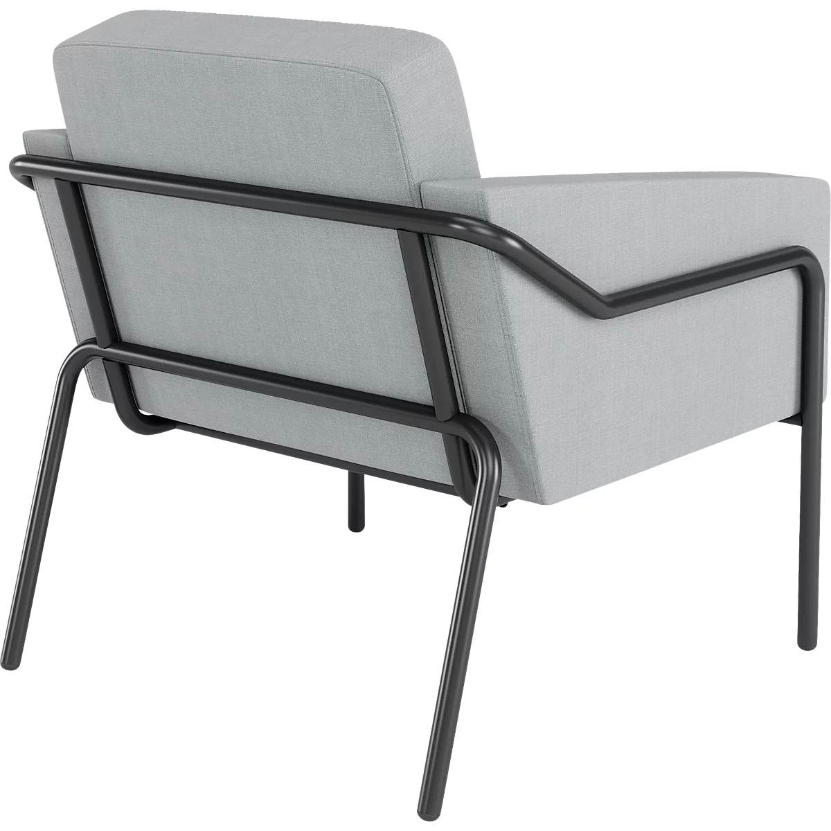 Sessel meet® by Paperflow MEDSO Klassik L, gepolstert, Sitzfläche austauschbar, B 750 x T 743 x H 736 mm, Stoff und Stahl, grau/mattschwarz
