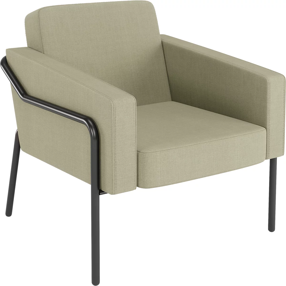 Sessel meet® by Paperflow MEDSO Klassik L, gepolstert, Sitzfläche austauschbar, B 750 x T 743 x H 736 mm, Stoff und Stahl, grün/mattschwarz