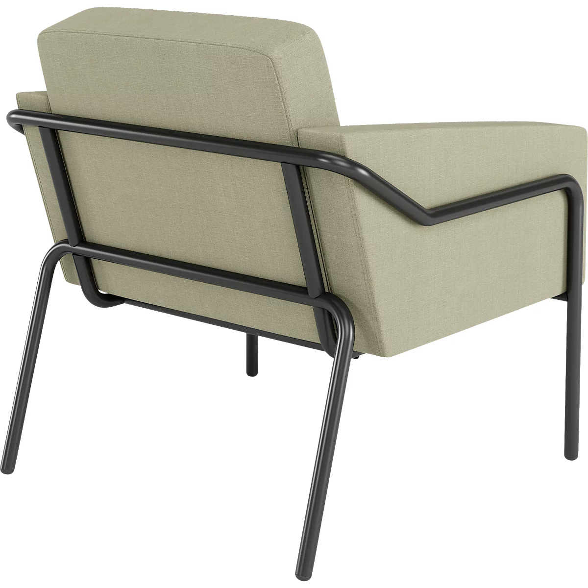 Sessel meet® by Paperflow MEDSO Klassik L, gepolstert, Sitzfläche austauschbar, B 750 x T 743 x H 736 mm, Stoff und Stahl, grün/mattschwarz
