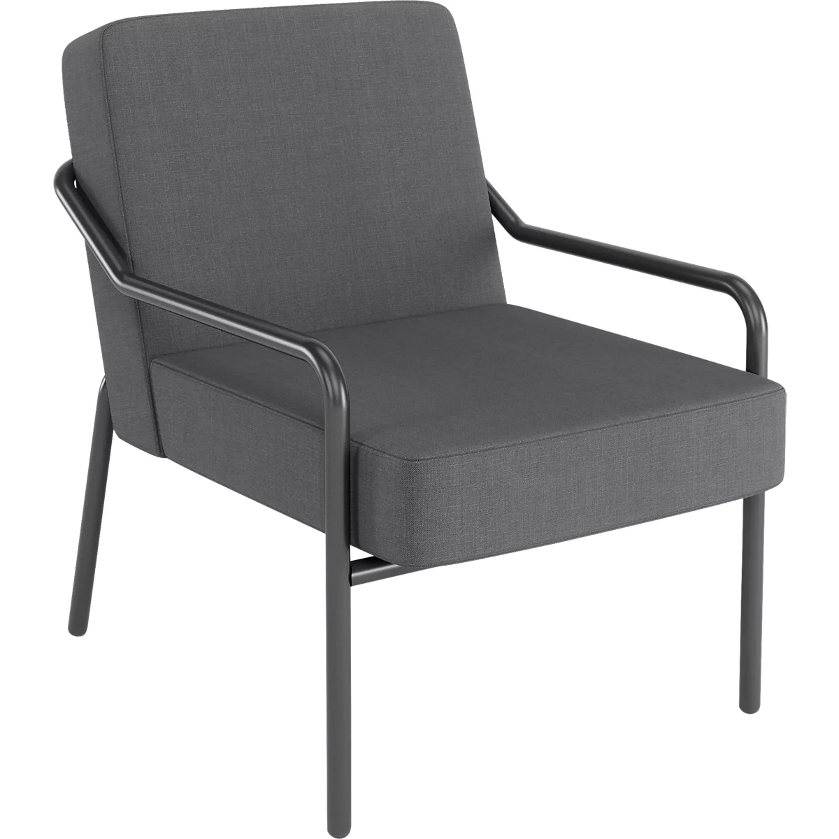 Sessel meet® by Paperflow MEDSO Klassik M, gepolstert, Sitzfläche austauschbar, B 580 x T 743 x H 736 mm, Stoff und Stahl, anthrazit/mattschwarz