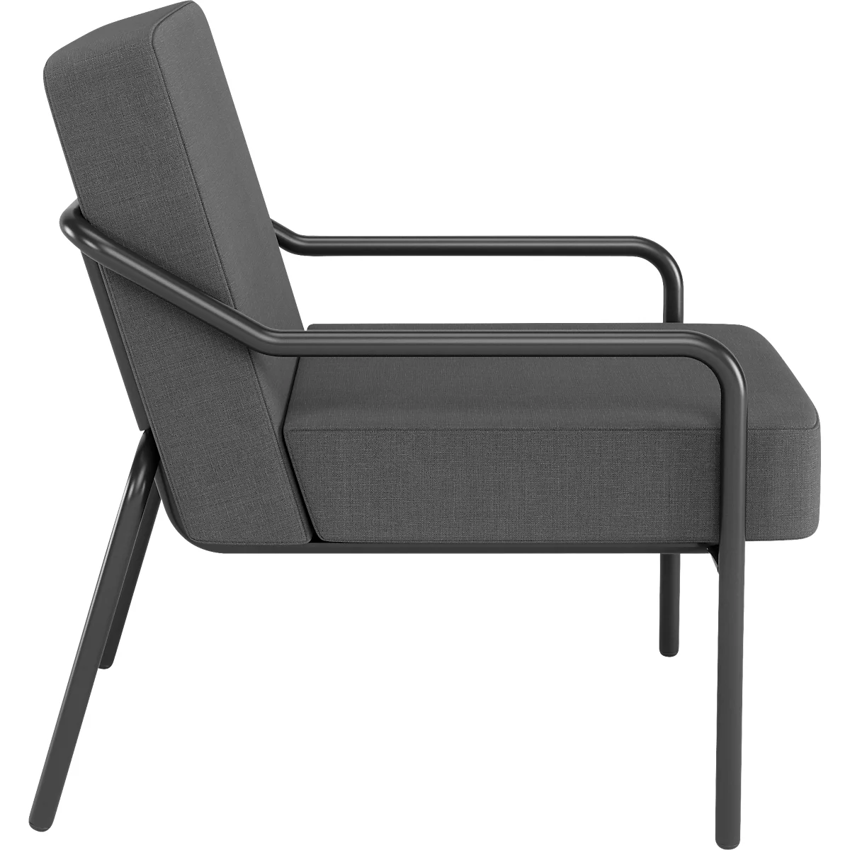 Sessel meet® by Paperflow MEDSO Klassik M, gepolstert, Sitzfläche austauschbar, B 580 x T 743 x H 736 mm, Stoff und Stahl, anthrazit/mattschwarz