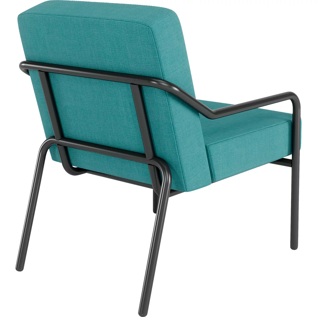 Sessel meet® by Paperflow MEDSO Klassik M, gepolstert, Sitzfläche austauschbar, B 580 x T 743 x H 736 mm, Stoff und Stahl, blau/mattschwarz