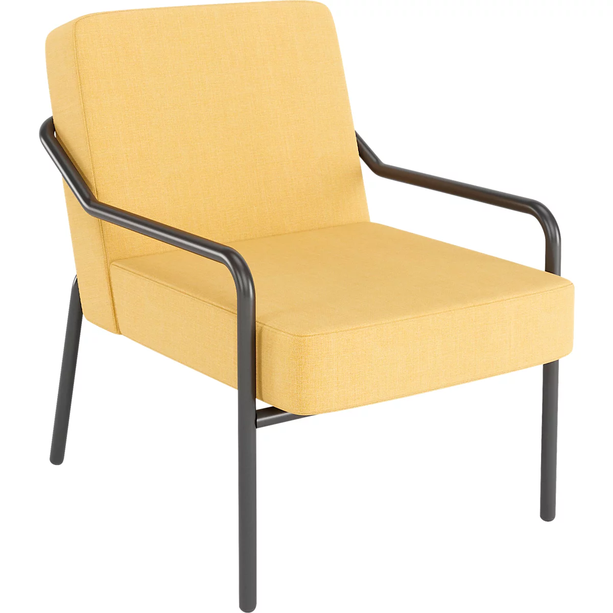 Sessel meet® by Paperflow MEDSO Klassik M, gepolstert, Sitzfläche austauschbar, B 580 x T 743 x H 736 mm, Stoff und Stahl, gelb/mattschwarz