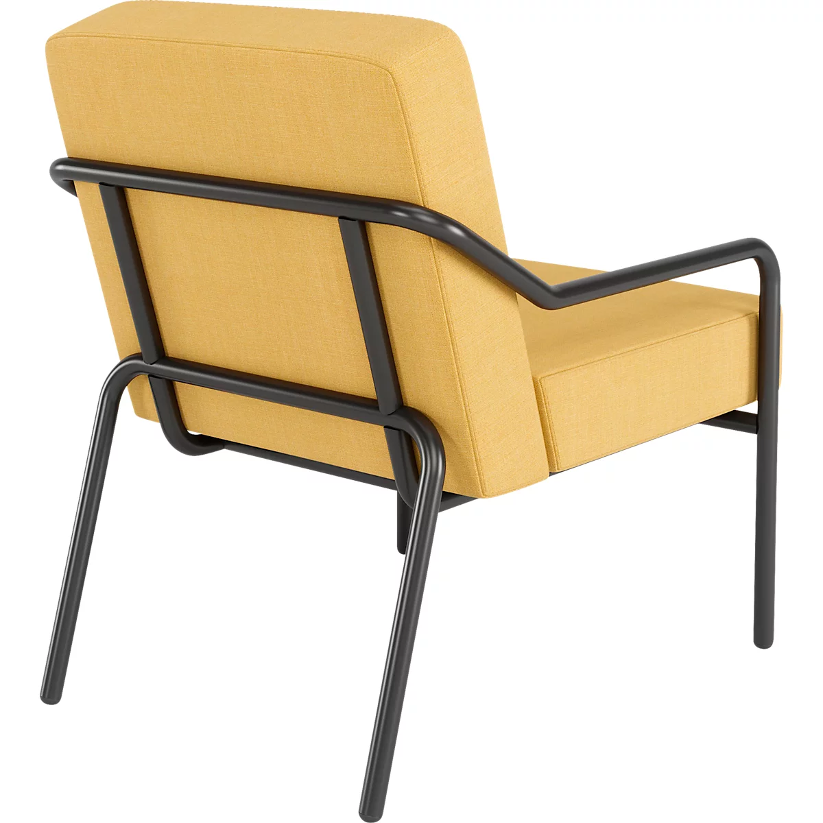 Sessel meet® by Paperflow MEDSO Klassik M, gepolstert, Sitzfläche austauschbar, B 580 x T 743 x H 736 mm, Stoff und Stahl, gelb/mattschwarz