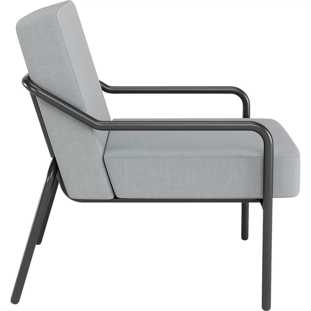 Sessel meet® by Paperflow MEDSO Klassik M, gepolstert, Sitzfläche austauschbar, B 580 x T 743 x H 736 mm, Stoff und Stahl, grau/mattschwarz