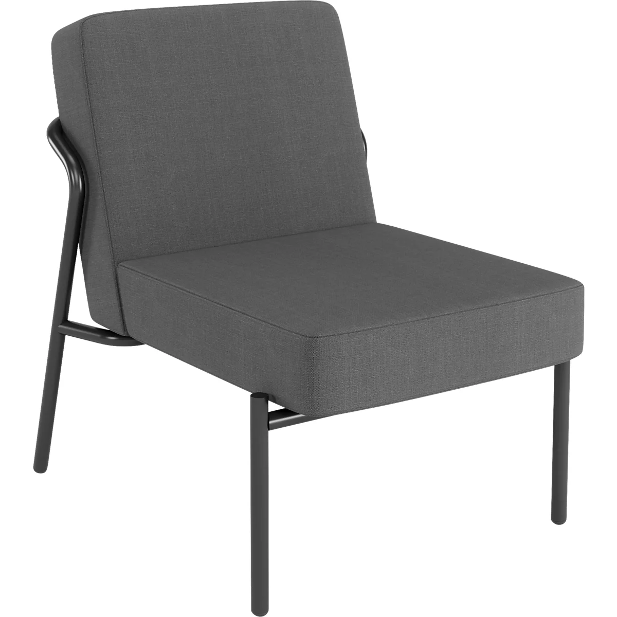 Sessel meet® by Paperflow MEDSO Klassik S, gepolstert, Sitzfläche austauschbar, B 580 x T 743 x H 736 mm, Stoff und Stahl, anthrazit/mattschwarz