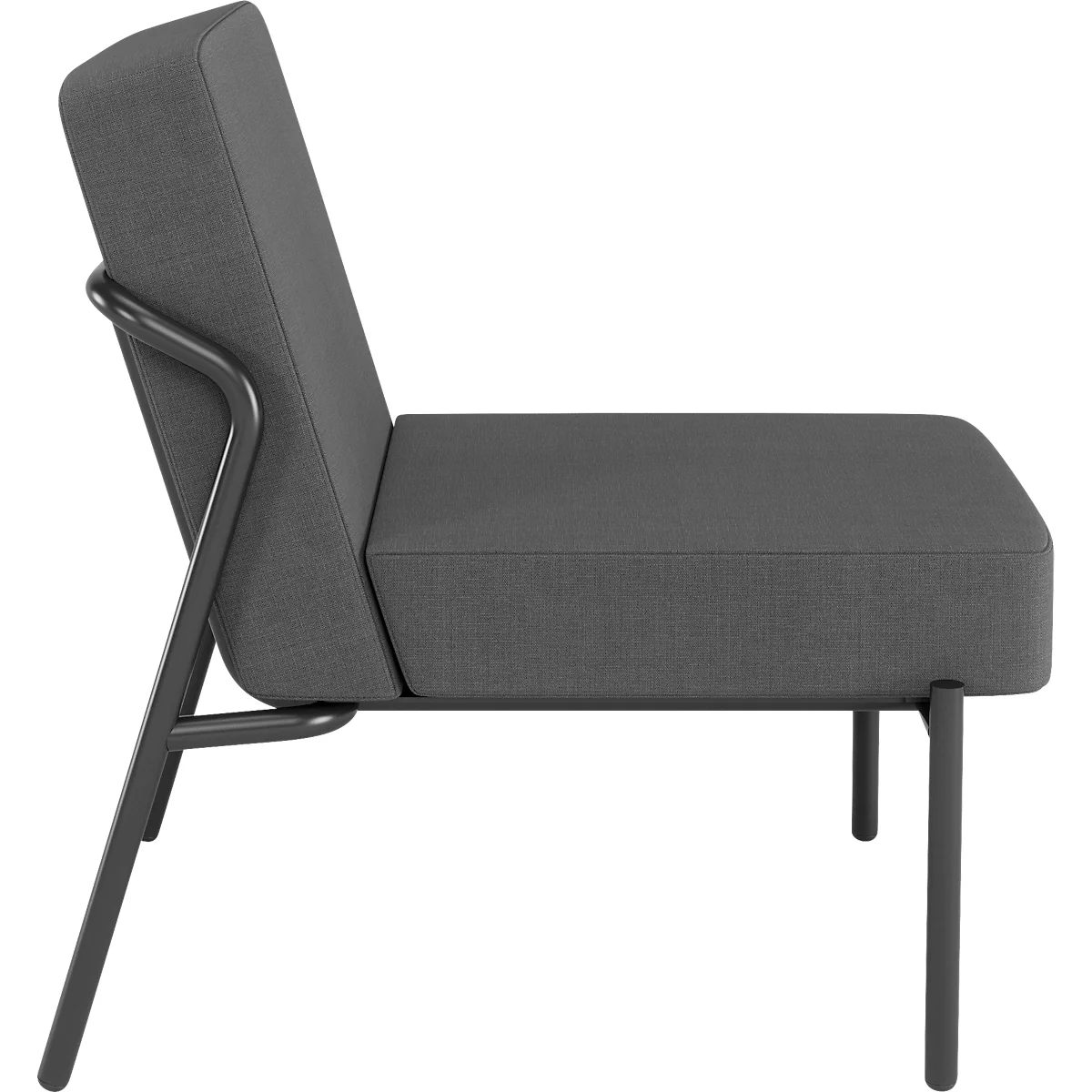 Sessel meet® by Paperflow MEDSO Klassik S, gepolstert, Sitzfläche austauschbar, B 580 x T 743 x H 736 mm, Stoff und Stahl, anthrazit/mattschwarz
